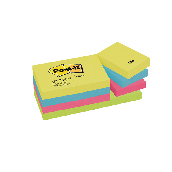 Post-It Energy Colour Notes 38x51mm [Pack of 12]
