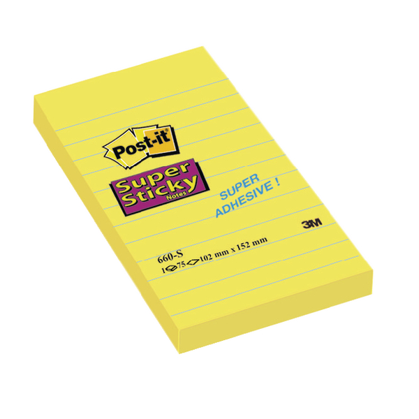 3M Post-It Super Sticky Notes 152x102mm Yellow