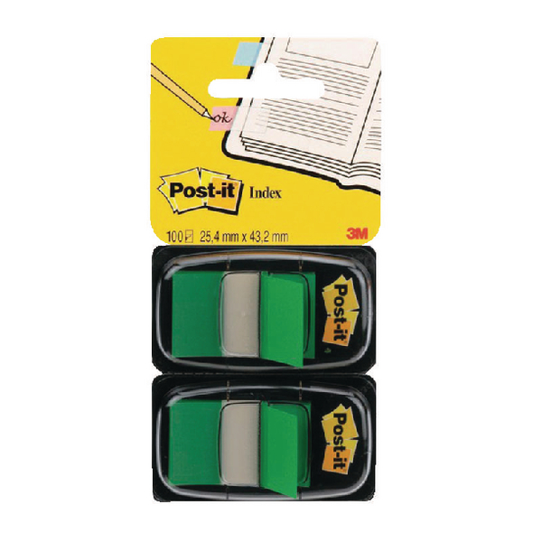 Post-It Index Dispenser Dual Pack Green [Pack of 100]