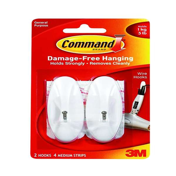 3M Command Medium Wire Hooks with Strips [Pack of 2]
