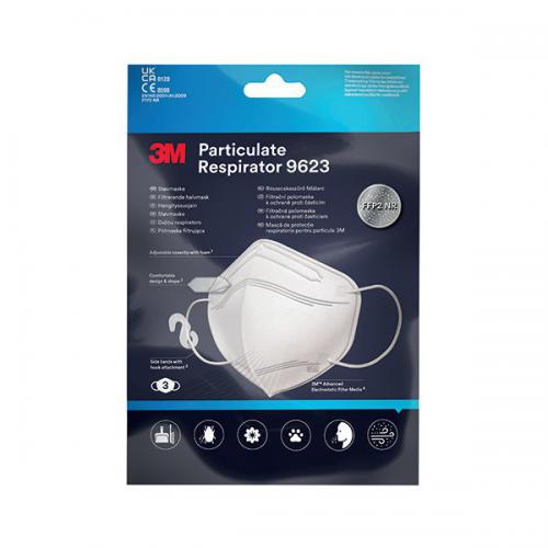 3M FFP2 NR Particulate Respirator Vertical Fold Flat [Pack of 3] 9623