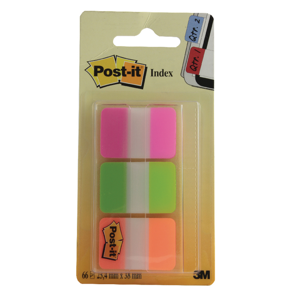 Post-It Strong Index Flags Pink, Green and Orange [Pack of 66 Flags]
