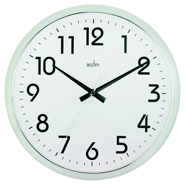 Acctim Orion Silent Wall Clock White and Chrome