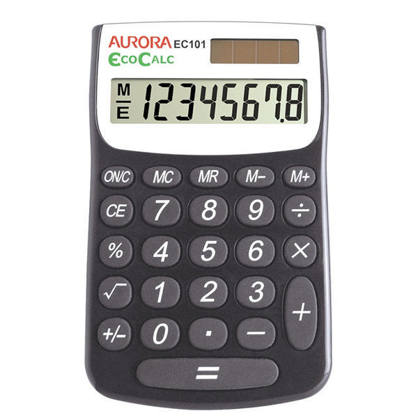 Aurora EcoCalc 8 Digit Pocket Calculator EC101