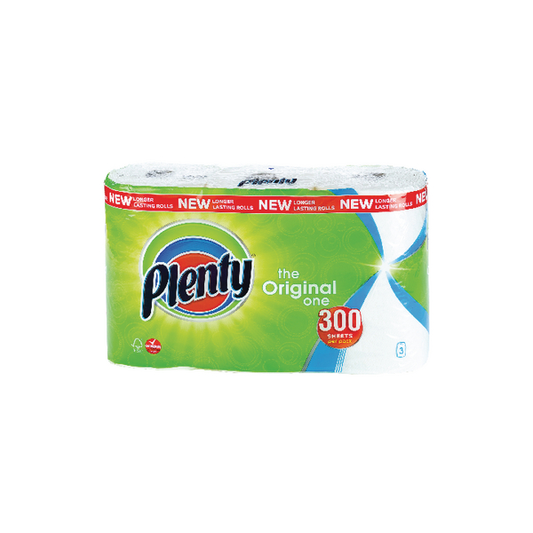 Plenty Kitchen Roll 100 sheets [Pack of 3] M01454