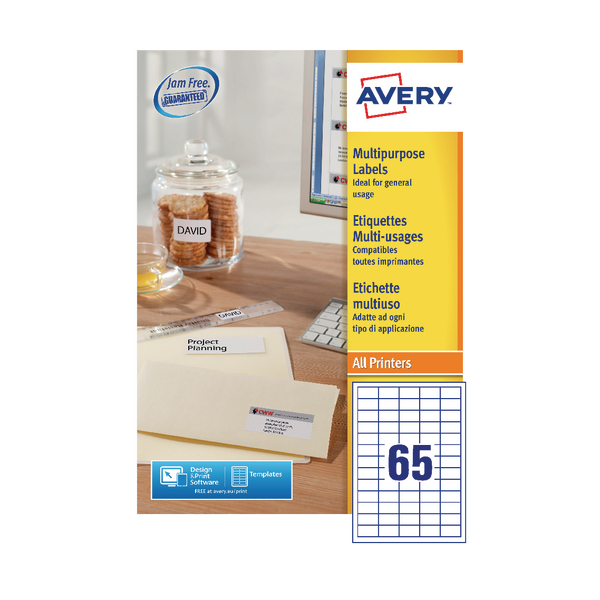 Avery Multi Labels 65/Sheet White [100 Sheets]