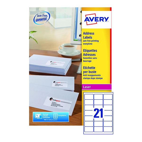 Avery Laser Labels L7160-500 21/Sheet [Pack of 500 Sheets]