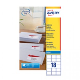 Avery Inkjet Labels 18/Sheet 63.5x46.6mm J8161-25 [25 Sheets]