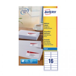 Avery Inkjet Labels 16/Sheet 99.1x33.9mm J8162-25 [25 Sheets]