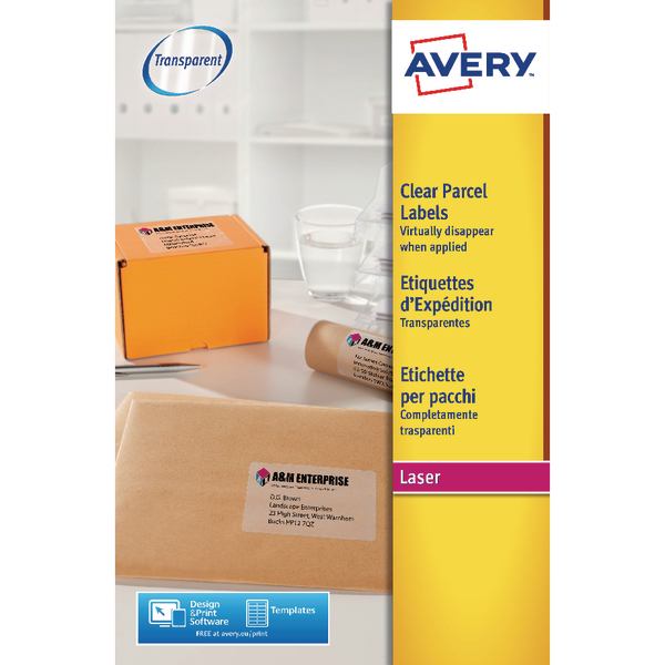 Avery Clear Laser Labels 1/Sheet 210x297mm L7167-25 [25 Sheets]