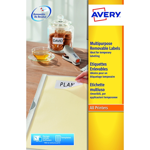 Avery Removable Laser Labels 12/Sheet 99.1x42.3mm L4743REV-25 [25 Sheets]