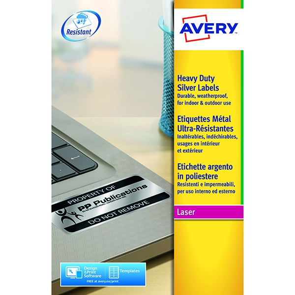 Avery L6011-20 Laser Labels Heavy Duty 27/Sheet Silver [20 Sheets]