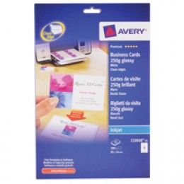 Avery Inkjet Business Cards 85x54mm Glossy 8/Sheet 85x54mm White [25 Sheets]