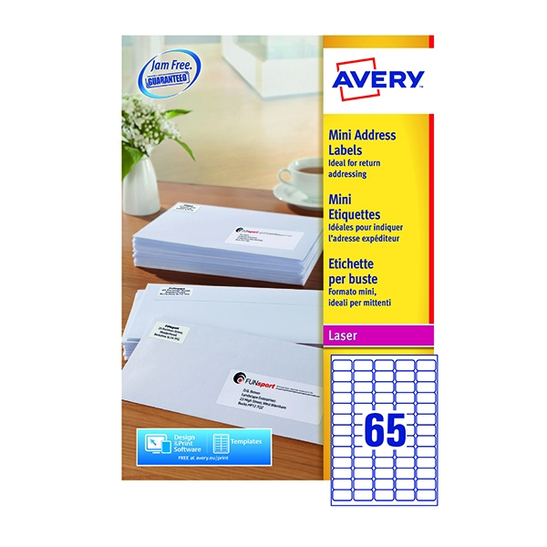 Avery Laser Mini Labels 65/Sheet White [250 Sheets]