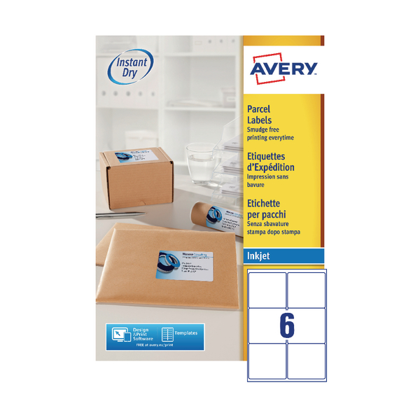 Avery Inkjet Address Labels 6/Sheet White 99.1x93.1mm J8166 [Pack of 100]