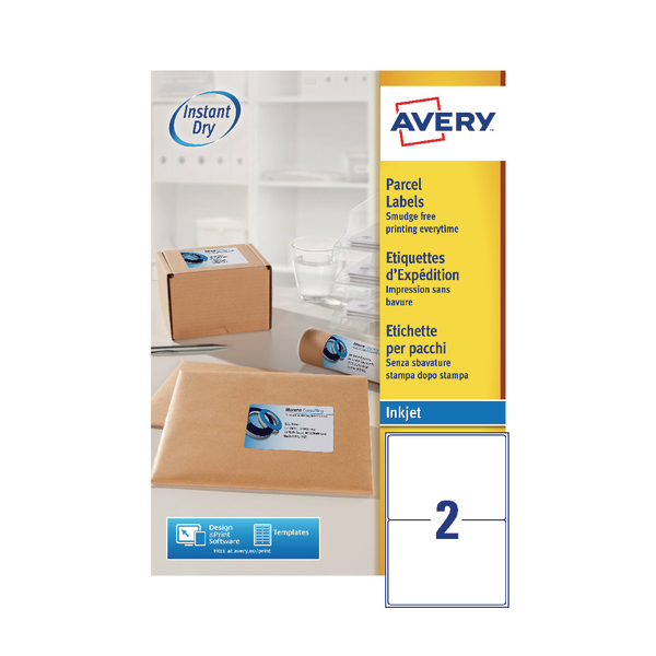 Avery Inkjet Labels 2/Sheet 199.6x143.5mm J8168-100 [100 Sheets]