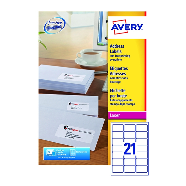 Avery Laser Labels L7160-100 21/Sheet [Pack of 100 Sheets]