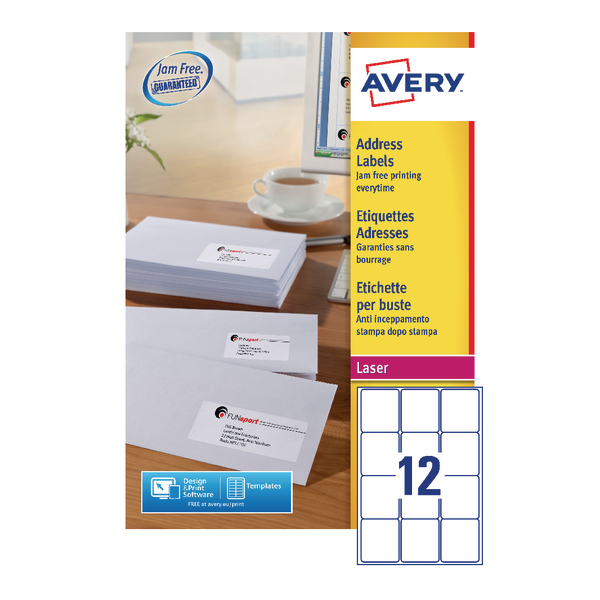 Avery Laser Labels L7164-250 12/Sheet [Pack of 250 Sheets]