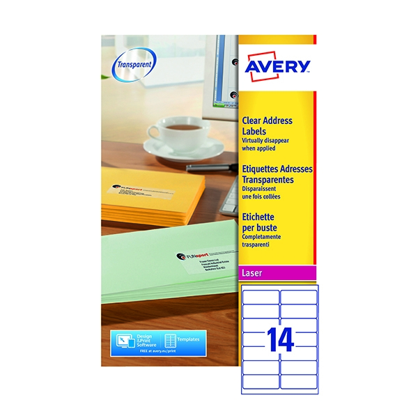 Avery QuickPeel Clear Laser Address Labels L7563-25 14/Sheet [Pack of 25 Sheets]