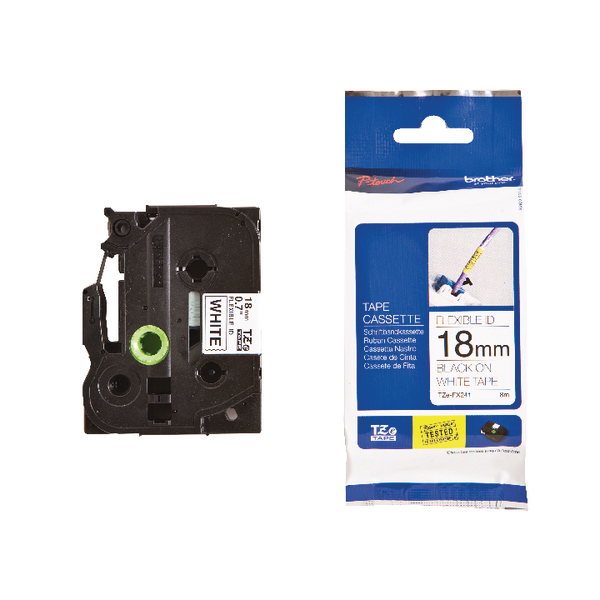 Brother Black-on-White TZE Tape 18mmx8m