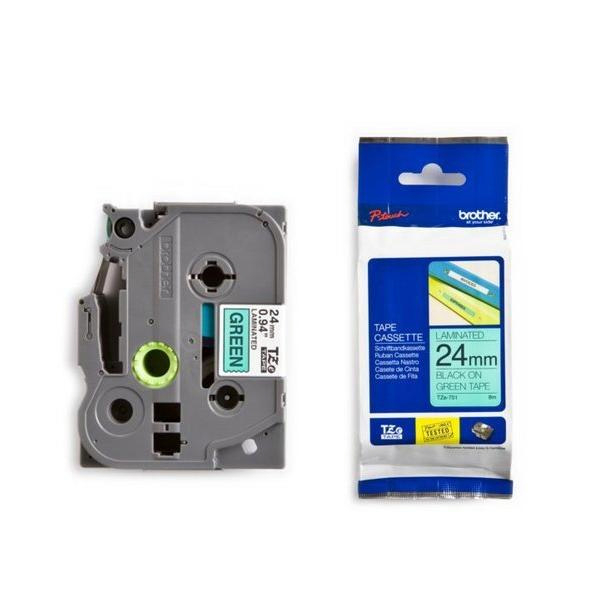 Brother P-Touch Tape 24mm Black-on-Green