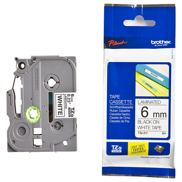 Brother P-Touch TZ Tape 6mm Black on White