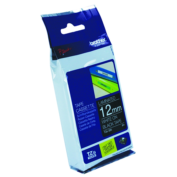 Brother P-Touch TZ Tape 12mm White on Black