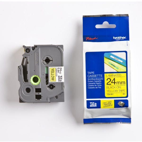 Brother P-Touch TZ Tape 24mm Black on Yellow