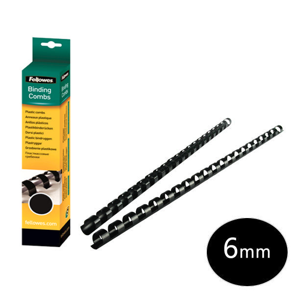 Fellowes Binding Combs 6mm Black [Pack of 100]