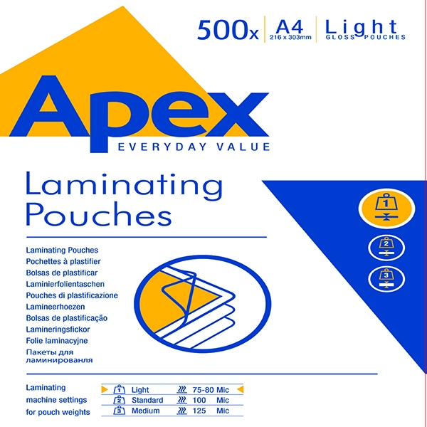 Fellowes Apex A4 Laminating Pouch Light Duty [Pack of 500]