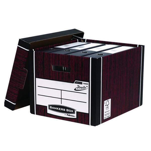 Fellowes Premium Tall Storage Boxes Woodgrain [Pack of 10]