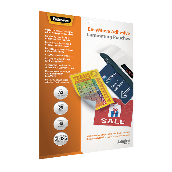 Fellowes Easymove Adhesive Pouch A3 [Pack of 25]
