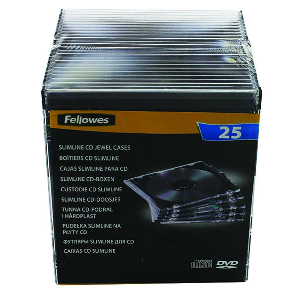 Fellowes Slim CD Jewel Cases Clear [Pack of 25] 98316