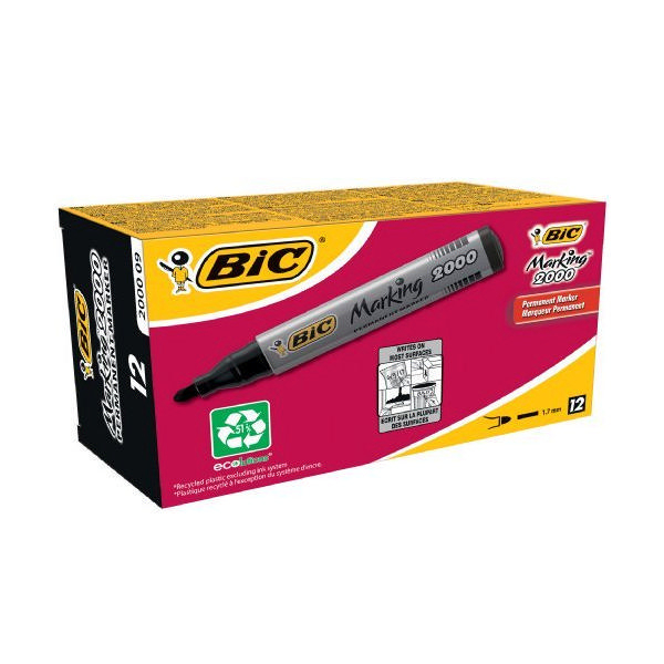Bic Marker Permanent Bullet Tip Black [Pack of 12]