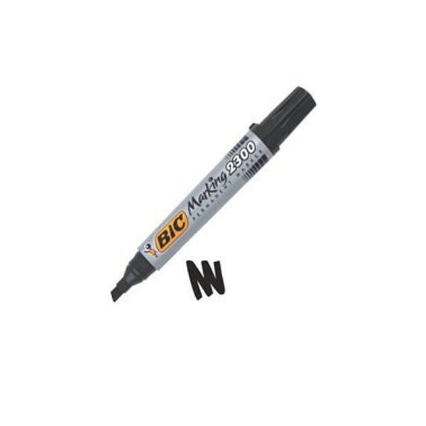 Bic Marker Permanent Chisel Tip Black [Pack of 12]