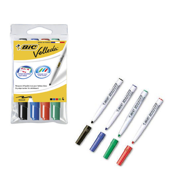 Bic Velleda Whiteboard Marker Assorted [Pack of 4]