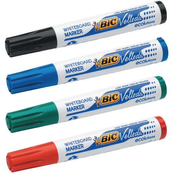 Bic Drywipe Marker Bullet Tip Assorted [Wallet of 4]