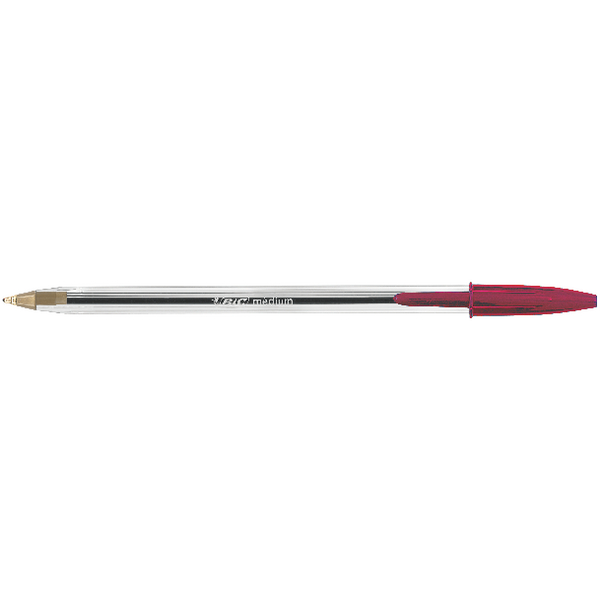 Bic Cristal Medium Red Ballpoint Pen [Pack of 50]