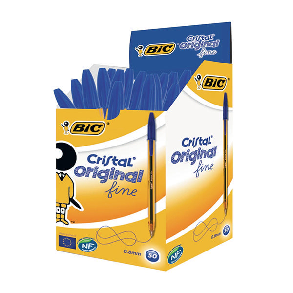 Bic Cristal Fine Blue Ballpoint Pen [Pack of 50]