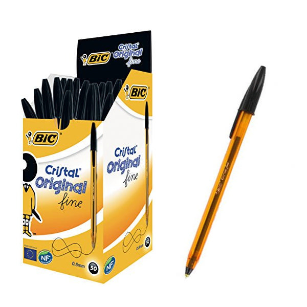 Bic Cristal Fine Black Ballpoint Pen [Pack of 50]