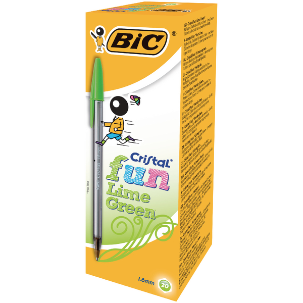 Bic Cristal Fun Lime Green Ball Pen [Pack of 20] 927885