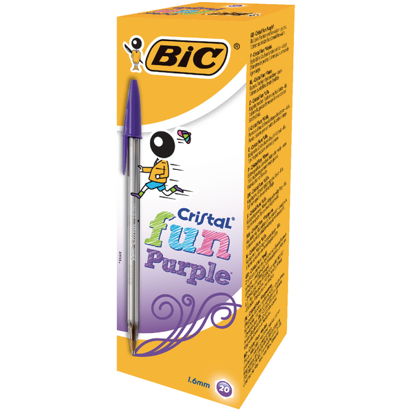 Bic Cristal Fun Ballpoint Pen Purple [Pack of 20]