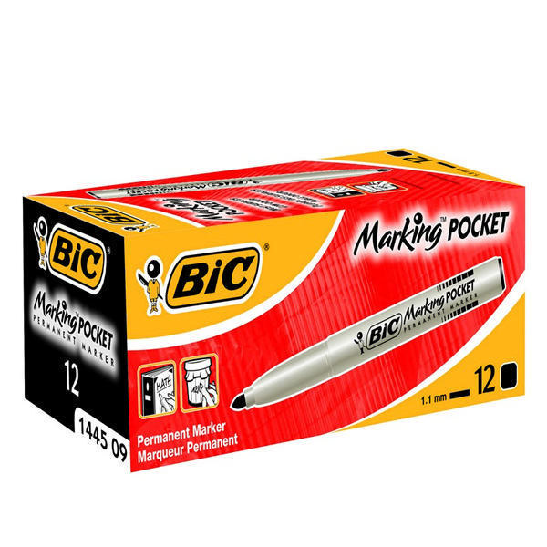 Bic Pocket Permanent Black Marker Bullet Tip [Pack of 12] 8209021
