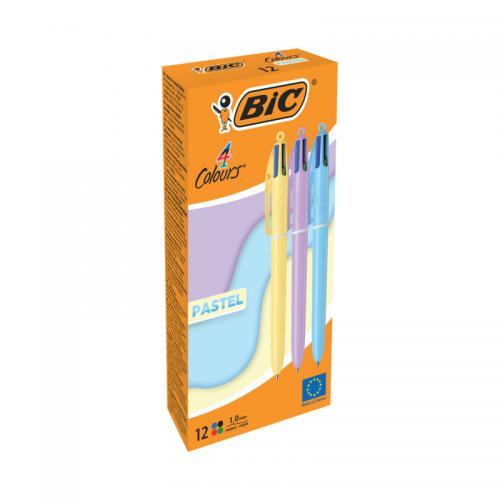 Bic Pack of 12 Assorted Colour Pastel Ballpoint Pen 1.0mm Tip