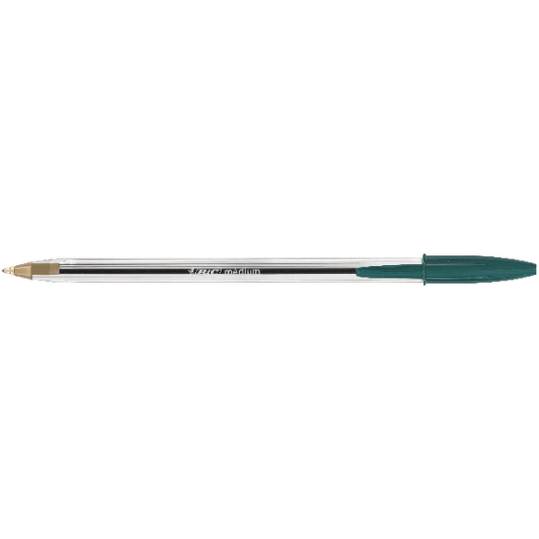 Bic Cristal Medium Green Ballpoint Pen [Pack of 50]