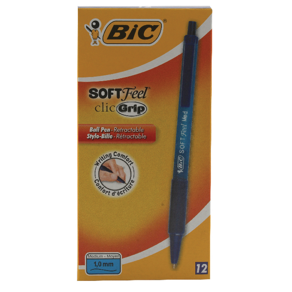 Bic Softfeel Retractable Ball Pen Blue [Pack of 12]