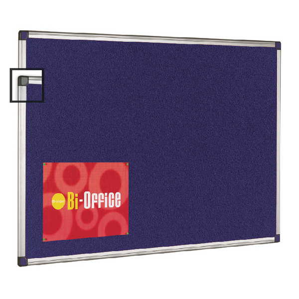 Bi-Office Felt Notice Board Blue Aluminium Trim 2400x1200mm