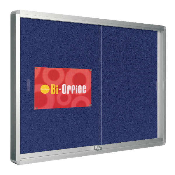 Bi-Office Glazed Display Case 926x661mm Blue Felt