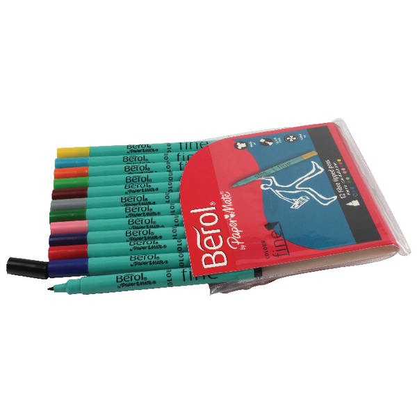 Berol Colour Fine Pens Assorted [Wallet of 12] CF12W12
