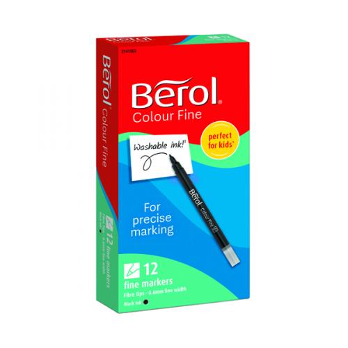 Berol Colour Fine Markers Black [Pack of 12] 2141503